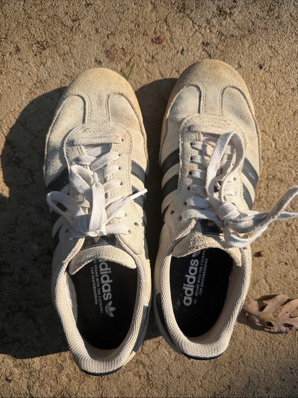 adidas Cream Suede Sambas Sneakers with Black Stripes